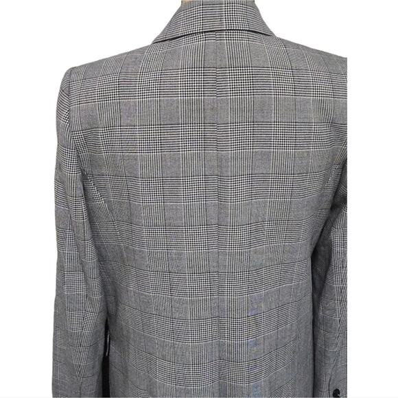 DKNY Plaid Double Breasted Blazer Jacket‎ Black White Gray Business Casual - Picture 4 of 7